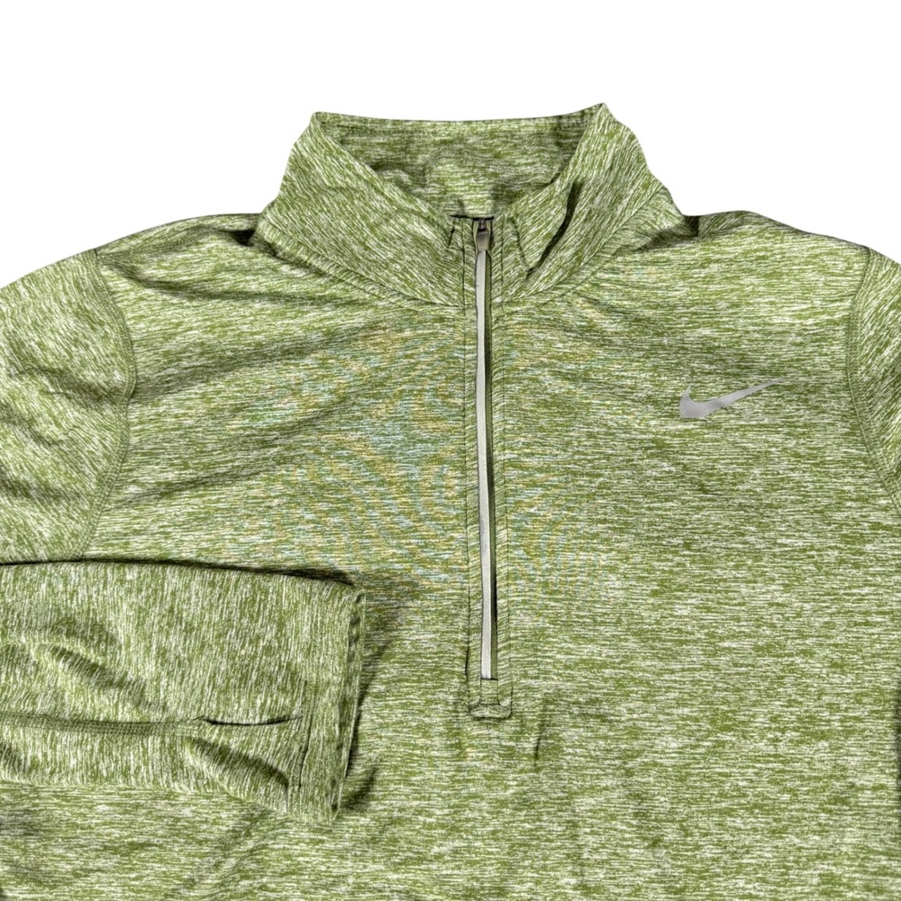 Nike Running Dri-FIT 1/4 Zip Pullover Womens XL Heather Green Thumbholes Yoga - Picture 2 of 9